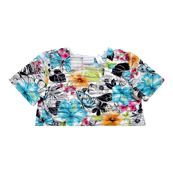 Alfred Dunner Woman Colorful Flowers Butterfly‎ Blouse Size PS - Picture 3 of 4